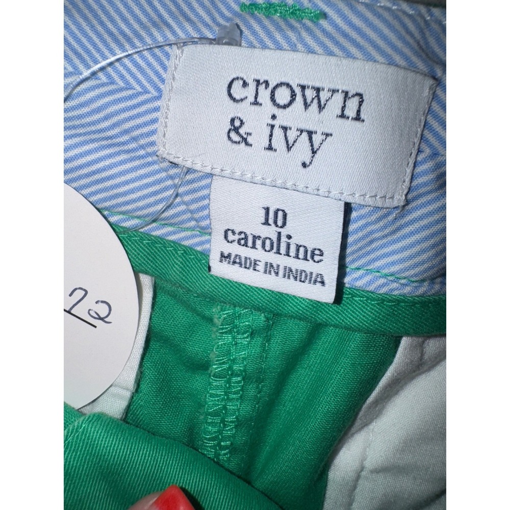 Crown & Ivy Caroline Shorts Womens 10 Kelly Green Chino Mid Rise Stretch - Picture 5 of 5